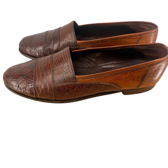 Vintage Bruno Magli Men’s Brown Two Tone Made in Italy Slip On Dress Shoe Sz 11 main image 9